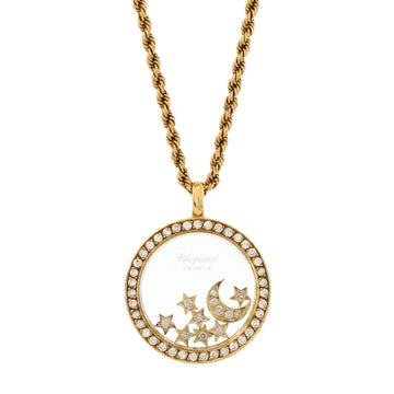 Chopard Happy Diamonds Moon and 7 Stars Round Pendant Necklace 18K Yellow Gold and Diamonds