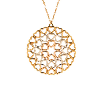 Tiffany & Co. Paloma Picasso Crown of Hearts Medallion Pendant Necklace 18K Tricolor Gold
