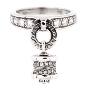 Bvlgari B.Zero1 Element Dangle Charm Ring 18K White Gold with Pave Diamonds