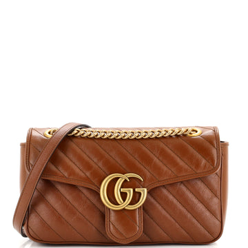 Gucci GG Marmont Flap Bag Diagonal Quilted Leather Small