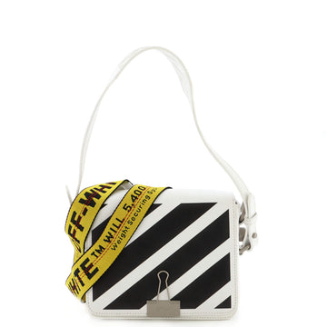Off White Binder Clip Flap Bag Striped Leather Small
