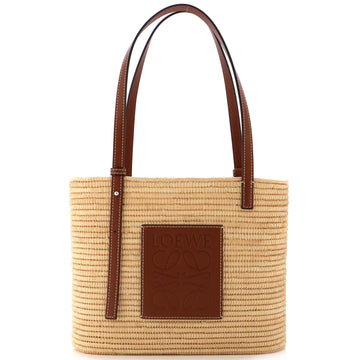 Loewe Square Basket Tote Woven Raffia Small