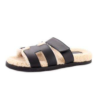 Hermes Women's Chypre Sandals Leather with Shearling