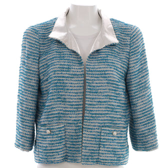 Chanel Women's Cropped Sleeve Pearl Button Jacket Tweed