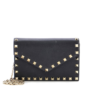 Valentino Garavani Rockstud Envelope Chain Wallet Leather