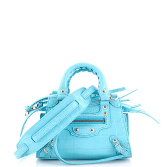 Balenciaga Neo Classic City Bag Crocodile Embossed Leather Nano
