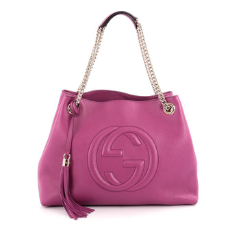 Gucci Soho Shoulder Bag Chain Strap Leather Medium Purple 2094001