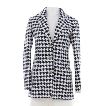 Chanel Women's Button Up Blazer Houndstooth Tweed