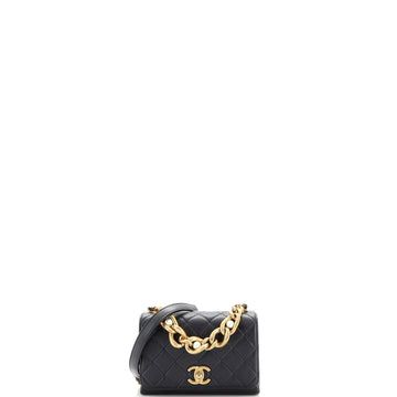 Chanel Pearl Boy Chain Flap Bag Quilted Calfskin Mini