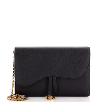 Christian Dior Saddle Chain Clutch Leather