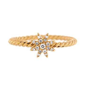 David Yurman Starburst Cable Ring 18K Yellow Gold with Diamonds Petite