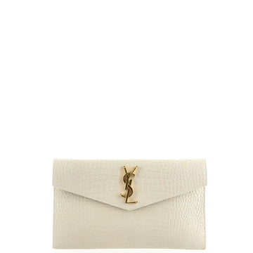 Saint Laurent Uptown Pouch Crocodile Embossed Leather