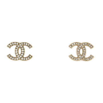 Chanel CC Stud Earrings Metal with Crystals