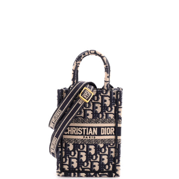 Christian Dior Book Tote Phone Bag Embroidered Canvas Mini
