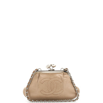 Chanel Vintage CC Chain Kisslock Frame Bag Leather Small