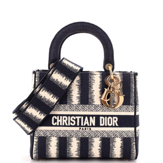 Christian Dior Lady D-Lite Bag Embroidered Canvas Medium