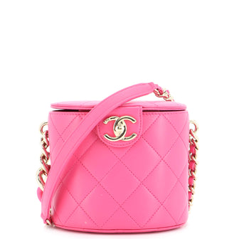 Chanel Resin Elegant Chain Tubular Vanity Case Quilted Lambskin Small
