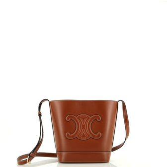 Celine Cuir Triomphe Bucket Bag Leather Small