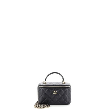 Chanel Classic Top Handle Vanity Case with Chain Quilted Lambskin Small