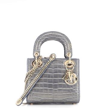 Christian Dior Lady Dior Chain Bag Metallic Alligator Mini