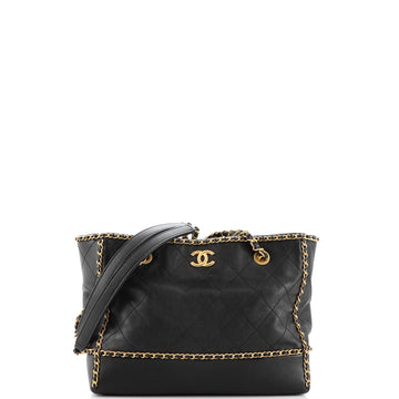 Chanel Chain Around Lines Shopping Tote Quilted Calfskin Small
