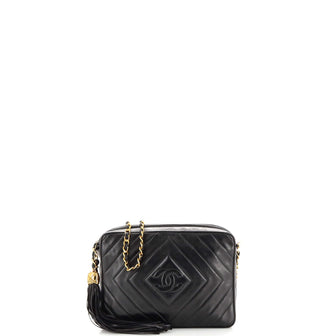Chanel Vintage Diamond CC Camera Bag Diagonal Quilted Leather Medium