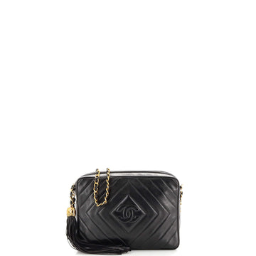 Chanel Vintage Diamond CC Camera Bag Diagonal Quilted Leather Medium