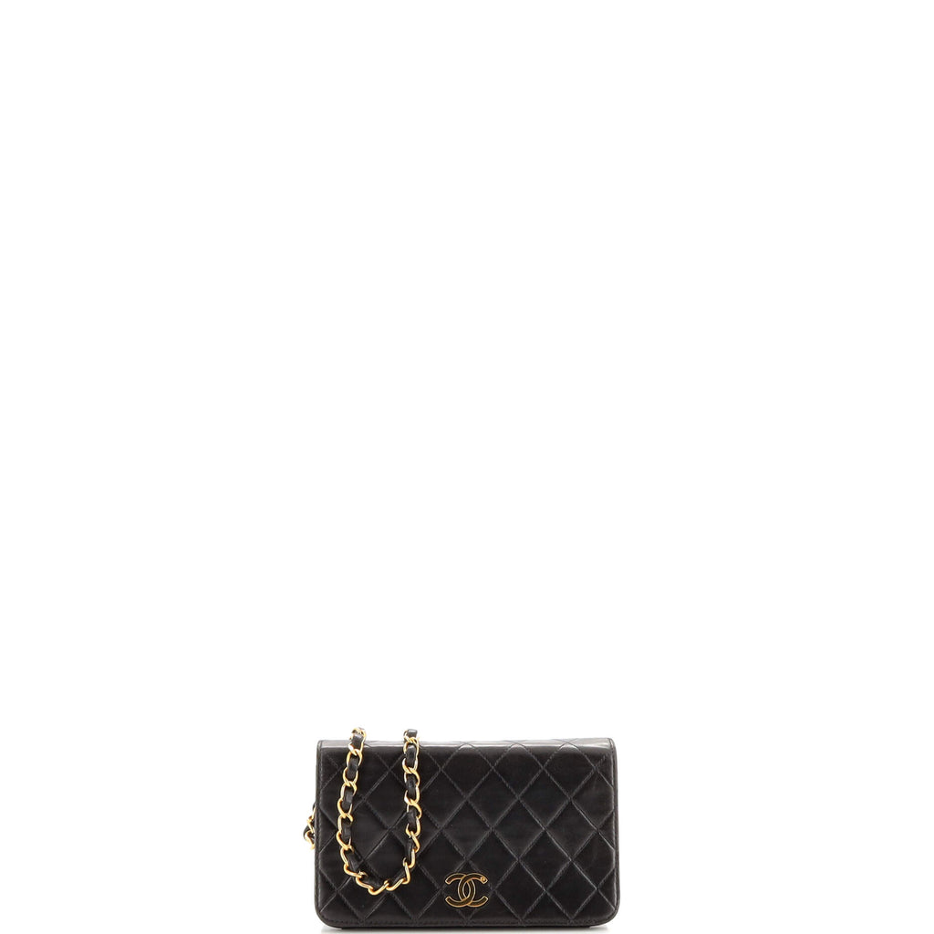 Chanel Vintage Full Flap Bag Quilted Lambskin Mini Black 20949821