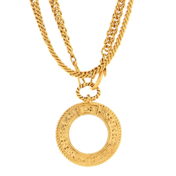 Chanel Vintage Magnifying Glass Pendant Necklace Metal
