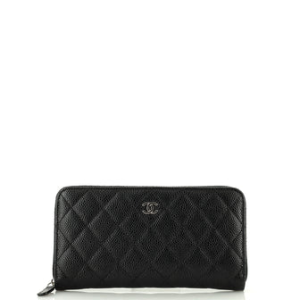 Chanel Zip Around Wallet Quilted Caviar Long