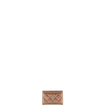 Chanel Classic Card Holder Quilted Striated Metallic Patent