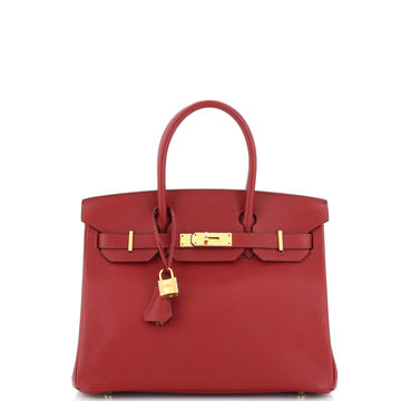 Hermes Birkin Handbag Red Epsom with Gold Hardware 30