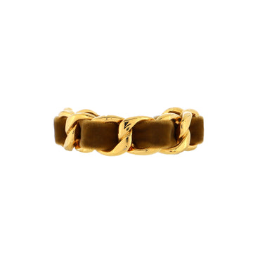 Chanel CC Chain Link Cuff Bracelet Metal and Velvet