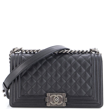 Chanel Boy Flap Bag Quilted Caviar Old Medium