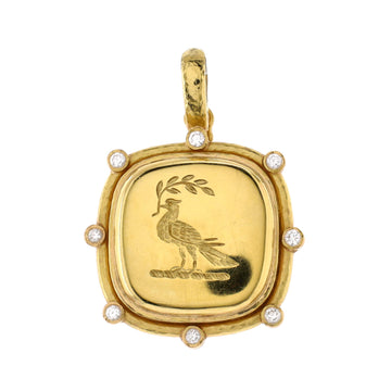 Elizabeth Locke Dove With Branch Pendant Pendant & Charms 19K Yellow Gold with Diamonds