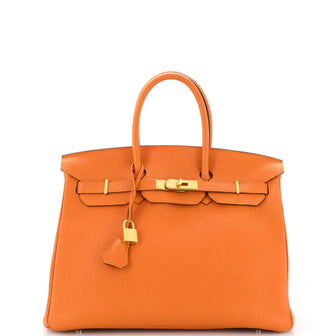 Hermes Birkin Handbag Orange Togo with Gold Hardware 35