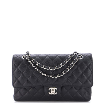 Chanel Classic Double Flap Bag Quilted Caviar Medium