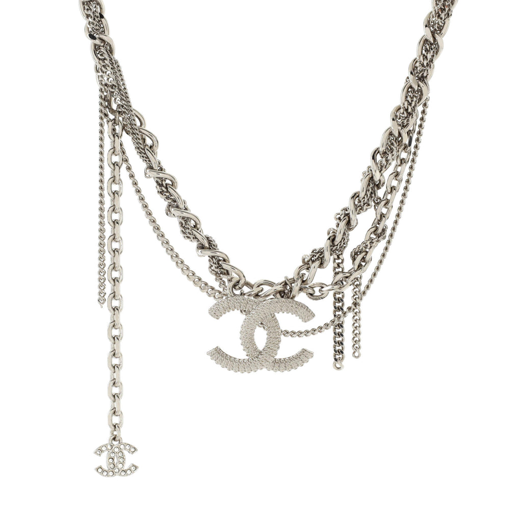❌SOLD❌ CHANEL 20A Ruthenium & Crystal CC necklace