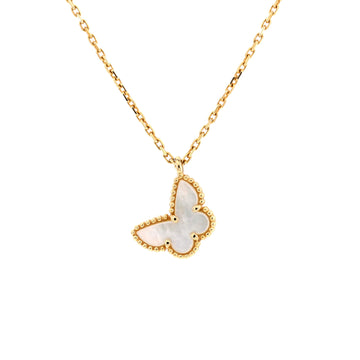 Van Cleef & Arpels Sweet Alhambra Butterfly Pendant Necklace 18K Yellow Gold and Mother of Pearl