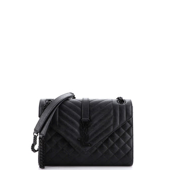 Saint Laurent Classic Monogram Envelope Satchel Mixed Matelasse Leather Medium