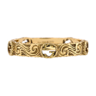 Gucci Interlocking G Arabesque Ring 18K Yellow Gold Narrow