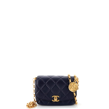 Chanel CC Coin Chain Flap Bag Quilted Lambskin Small
