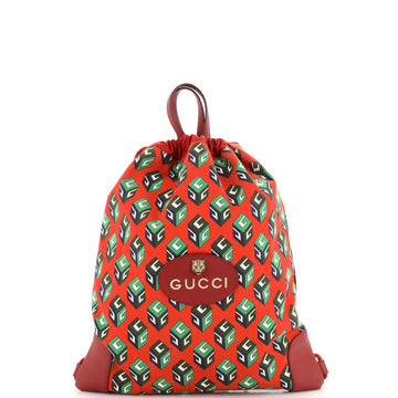 Gucci Neo Vintage Drawstring Backpack Printed Canvas Large