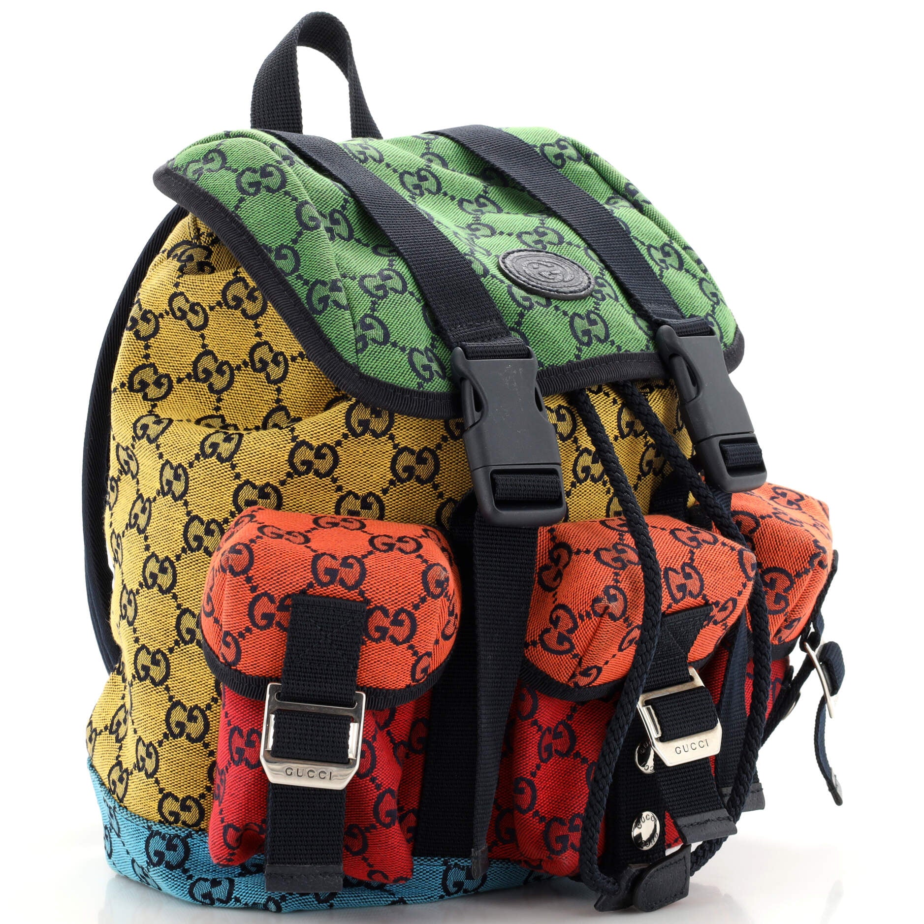 Gucci Three Pocket Backpack Multicolor GG Canvas Medium Multicolor