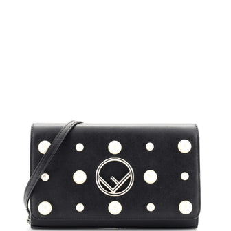 Fendi F is Fendi Wallet on Chain Pearl Embellished Leather