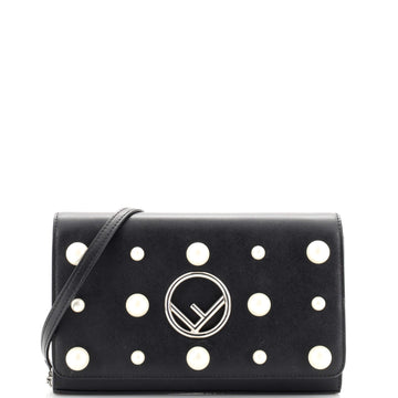 Fendi F is Fendi Wallet on Chain Pearl Embellished Leather