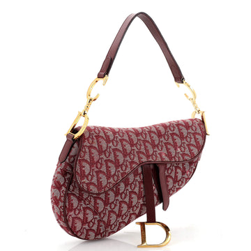 Christian Dior Vintage Saddle Bag Diorissimo Canvas Medium