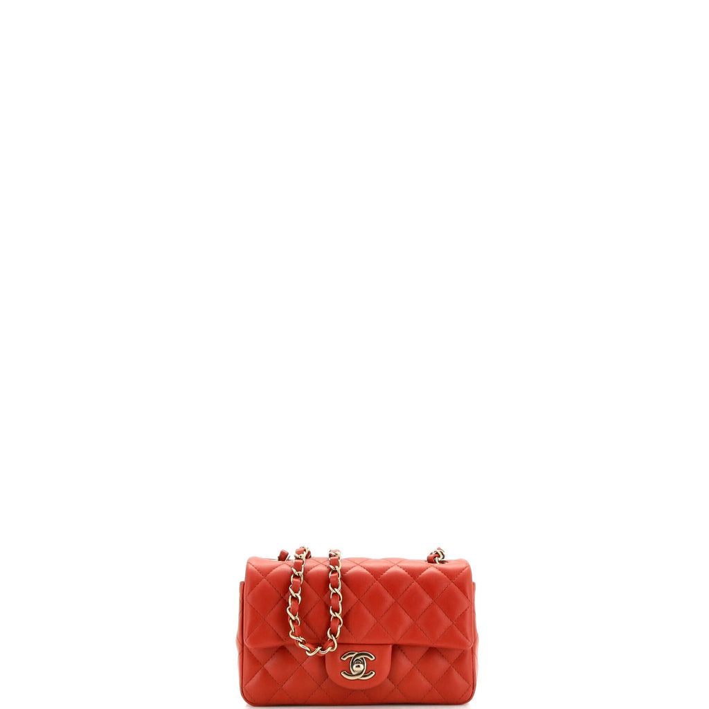 Chanel Classic Single Flap Bag Quilted Lambskin Mini Orange 2096361