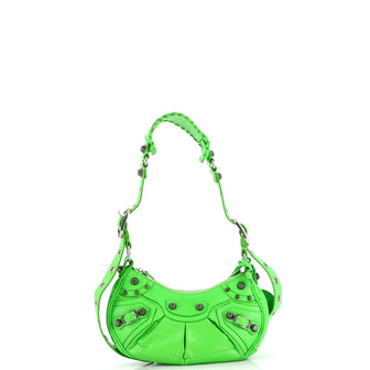 Balenciaga Le Cagole Giant Studs Shoulder Bag Crocodile Embossed Leather XS