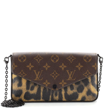 Louis Vuitton Felicie Pochette Monogram Canvas and Wild Animal Print Canvas